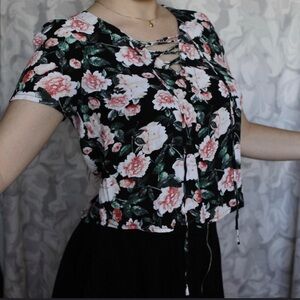 Forever 21 Floral Tie Blouse